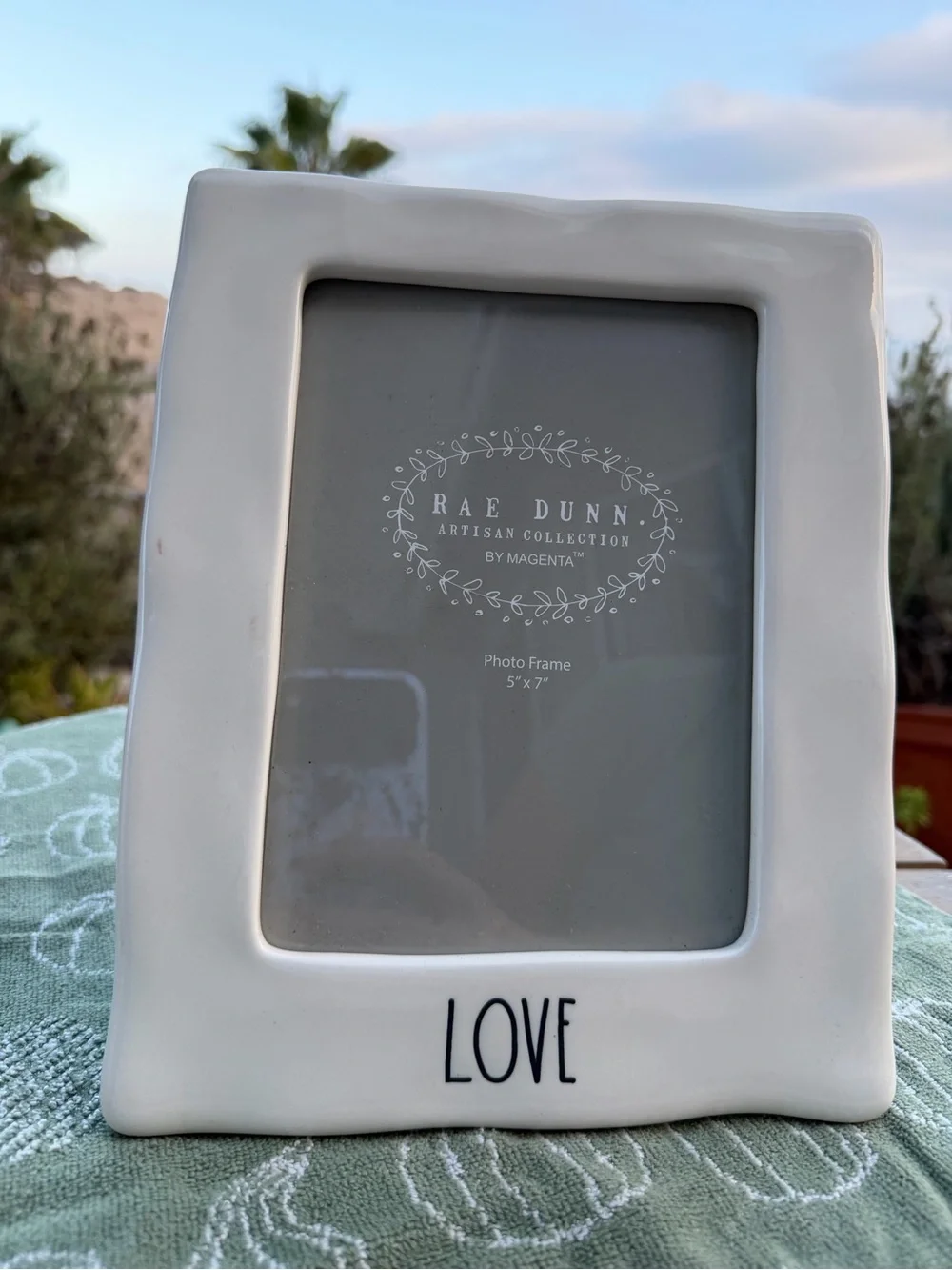 Rae Dunn White Ceramic Photo Frame with LOVE Script